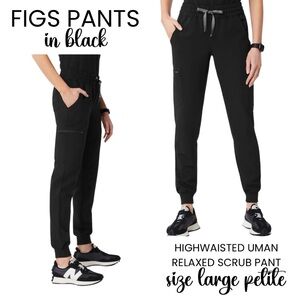 FIGS Women’s High Waisted Uman Relaxed Jogger Size LP Large Petite Black